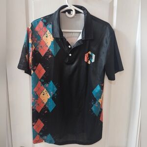 Wander Black and Multicolor Men's Golf Shirt
